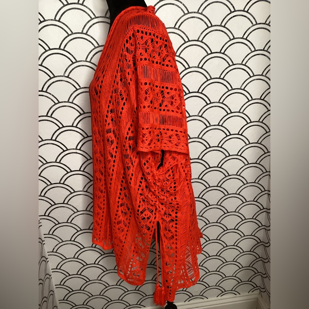 Vibrant Orange Crochet Swim Cover-Up – One Size - Picture 9 of 9